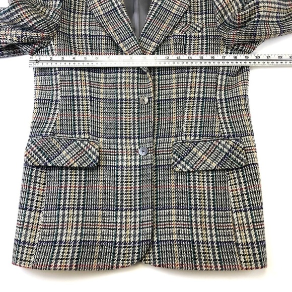 Vintage 80s checked women’s blazer Size 12Petite wool blend lined multicoloured - Picture 3 of 11